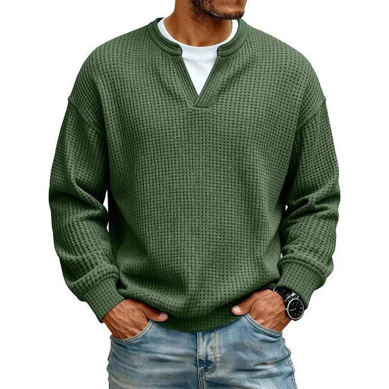 Timeless Comfort | Men's Textured Waffle Layered-Look Long-Sleeve Tee⏳ LAST DAY 66% OFF! 🔥