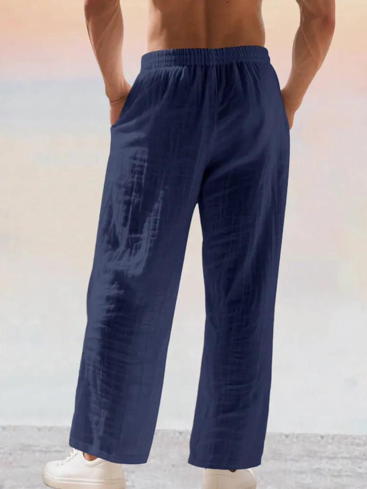 Casual 100% Cotton Drawstring Waist Pants