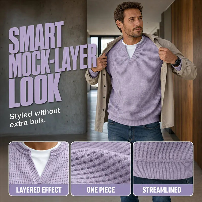 Timeless Comfort | Men's Textured Waffle Layered-Look Long-Sleeve Tee⏳ LAST DAY 66% OFF! 🔥