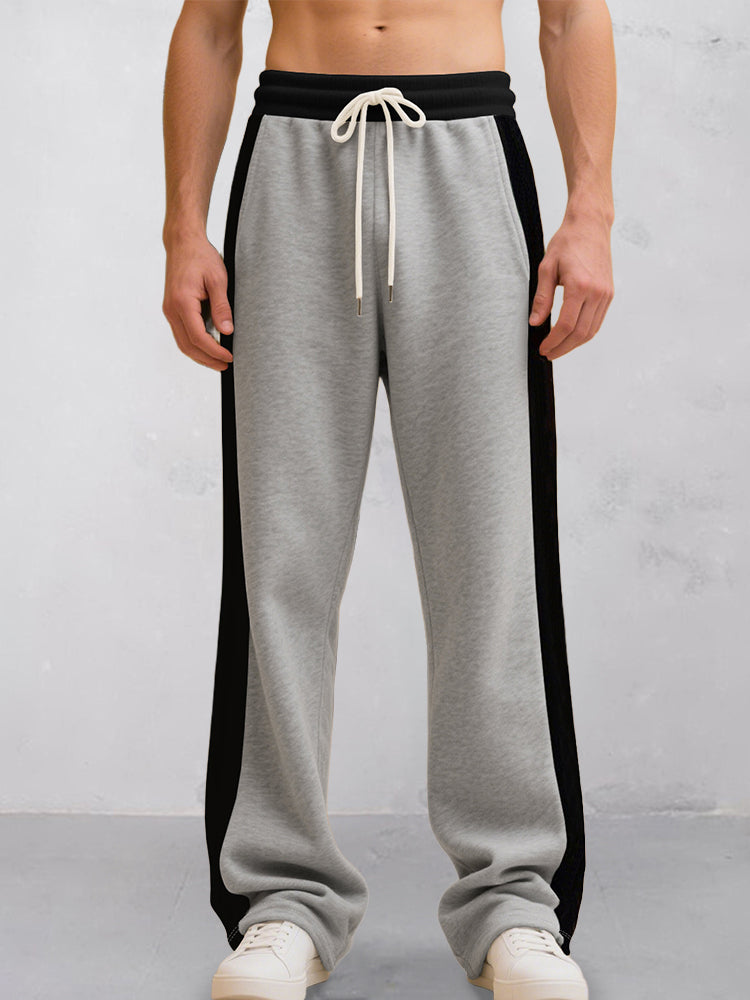 Casual Contrast Color Drawstring Jogger Pants