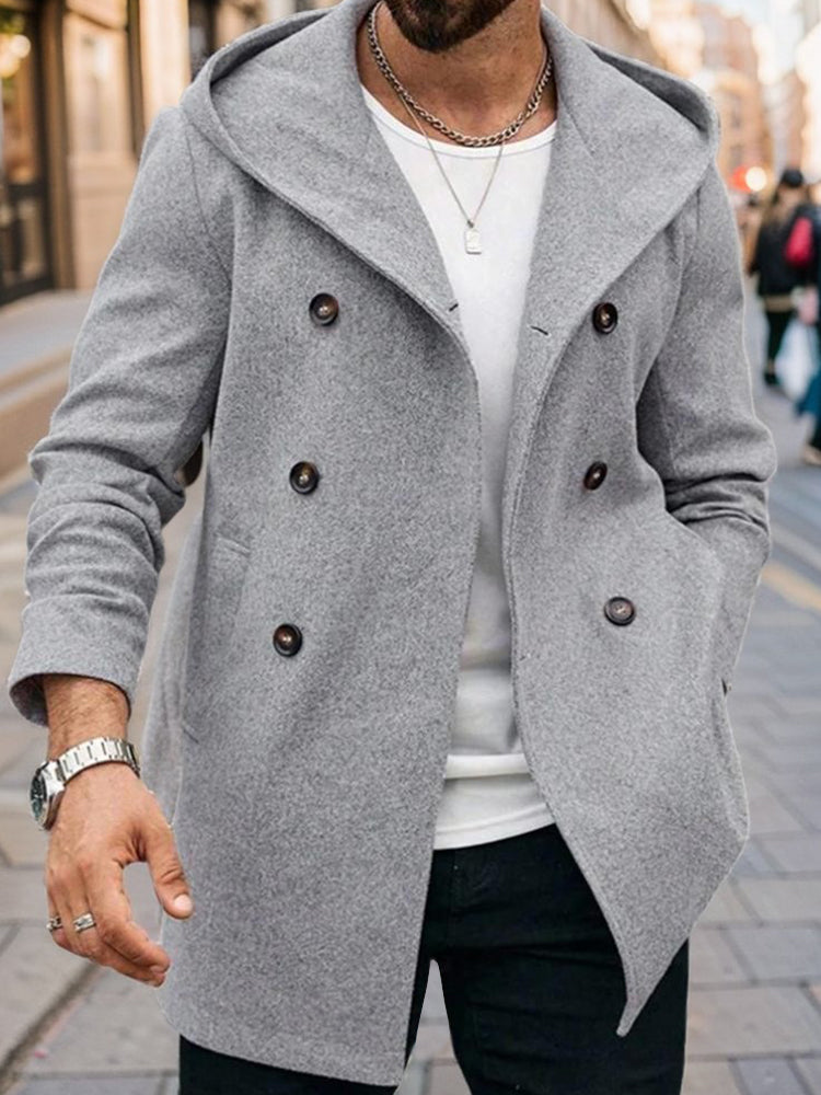 Casual Comfort Hooded Tweed Coat
