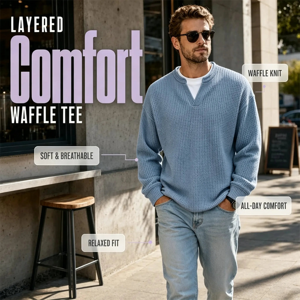 Timeless Comfort | Men's Textured Waffle Layered-Look Long-Sleeve Tee⏳ LAST DAY 66% OFF! 🔥