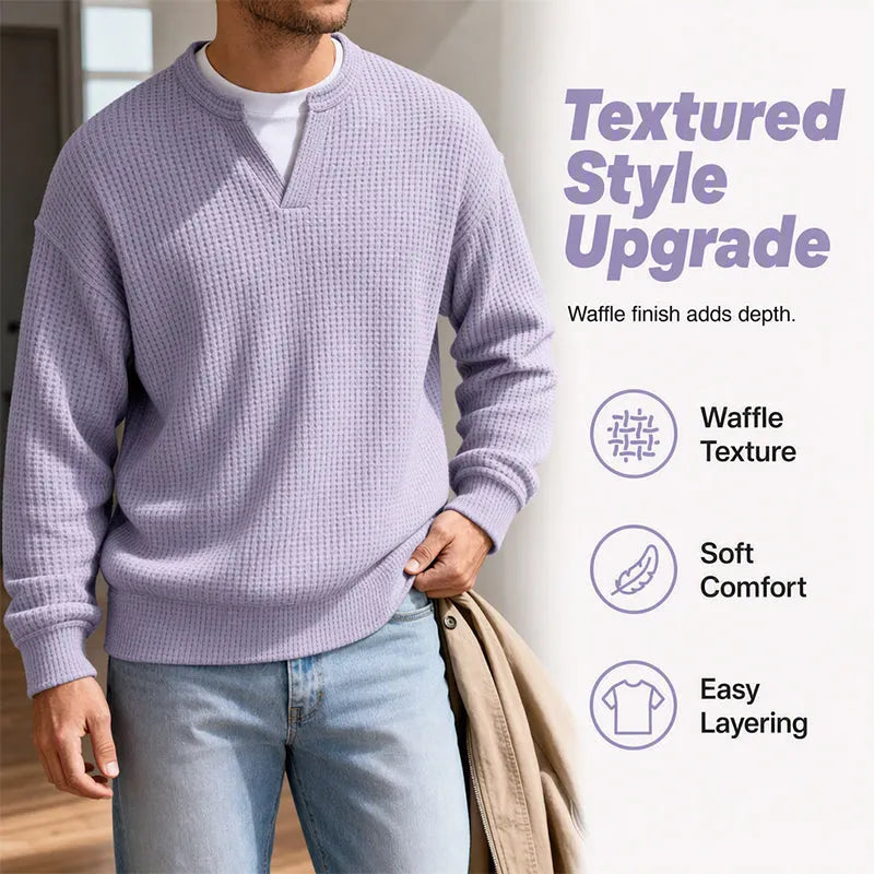 Timeless Comfort | Men's Textured Waffle Layered-Look Long-Sleeve Tee⏳ LAST DAY 66% OFF! 🔥