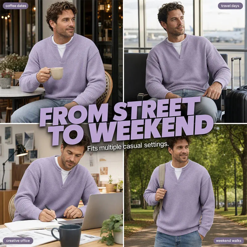 Timeless Comfort | Men's Textured Waffle Layered-Look Long-Sleeve Tee⏳ LAST DAY 66% OFF! 🔥